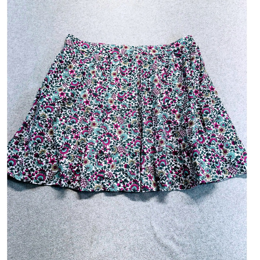 J.Crew Women Medium Floral Tiered Mini Skirt Pink Green Boho Prairie Cottagecore